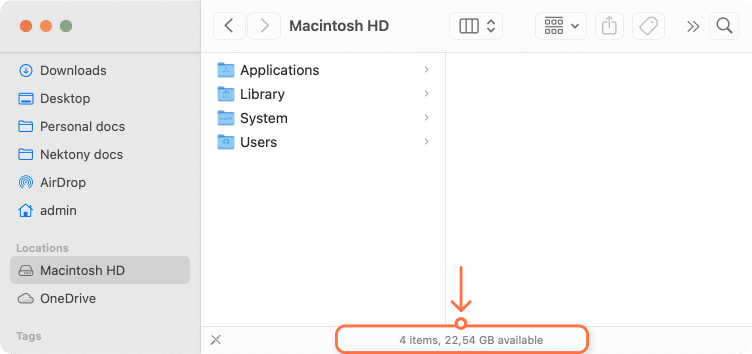 Disk space in status bar