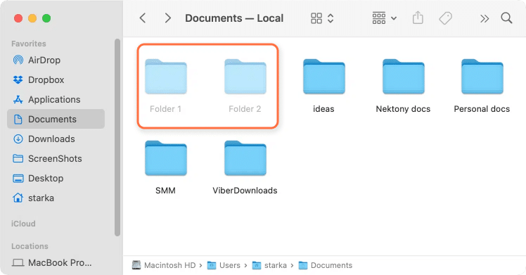 Finder showing hidden items