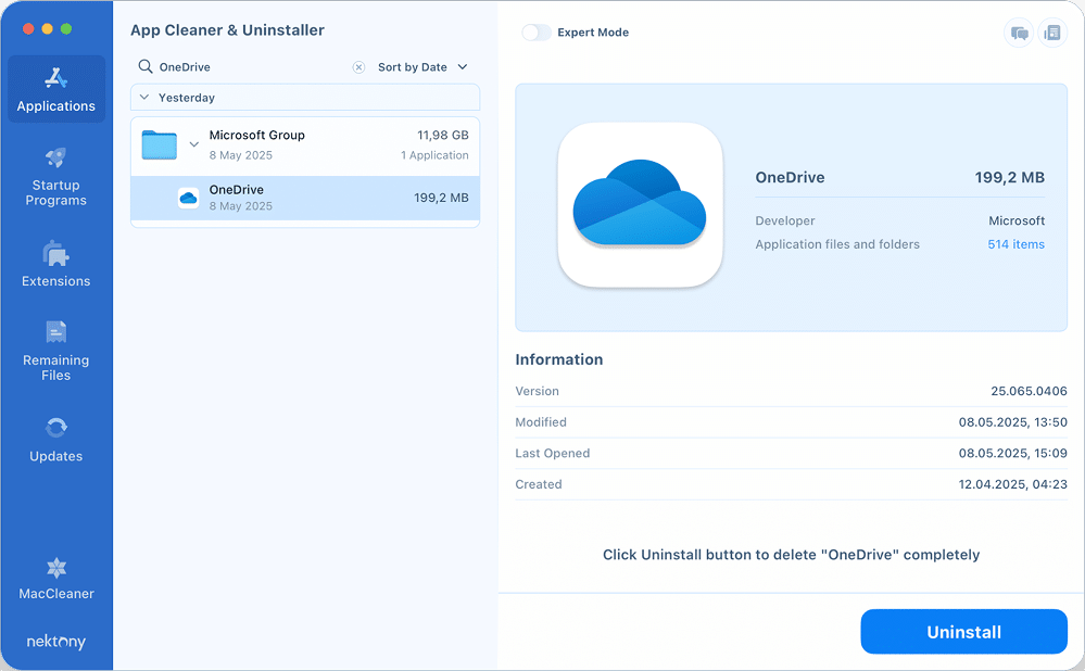 Uninstalling OneDrive