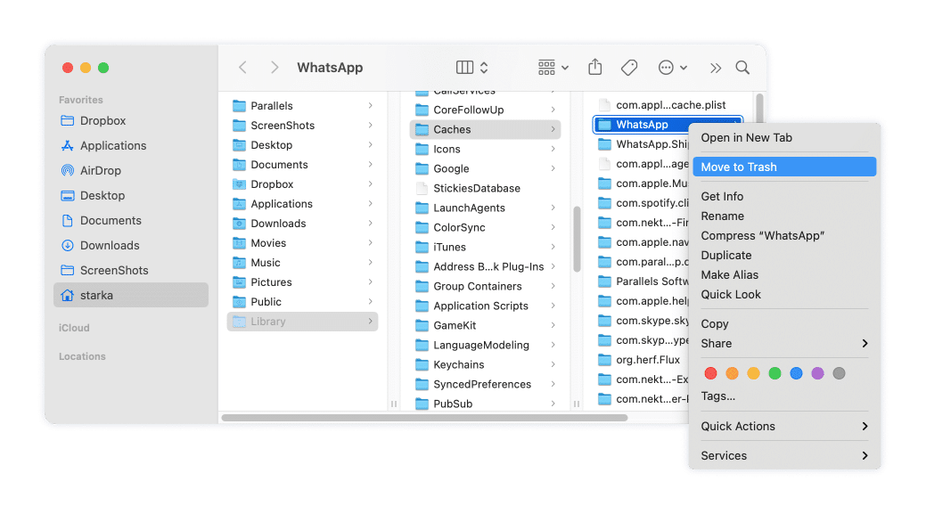 WhatsApp Caches folder