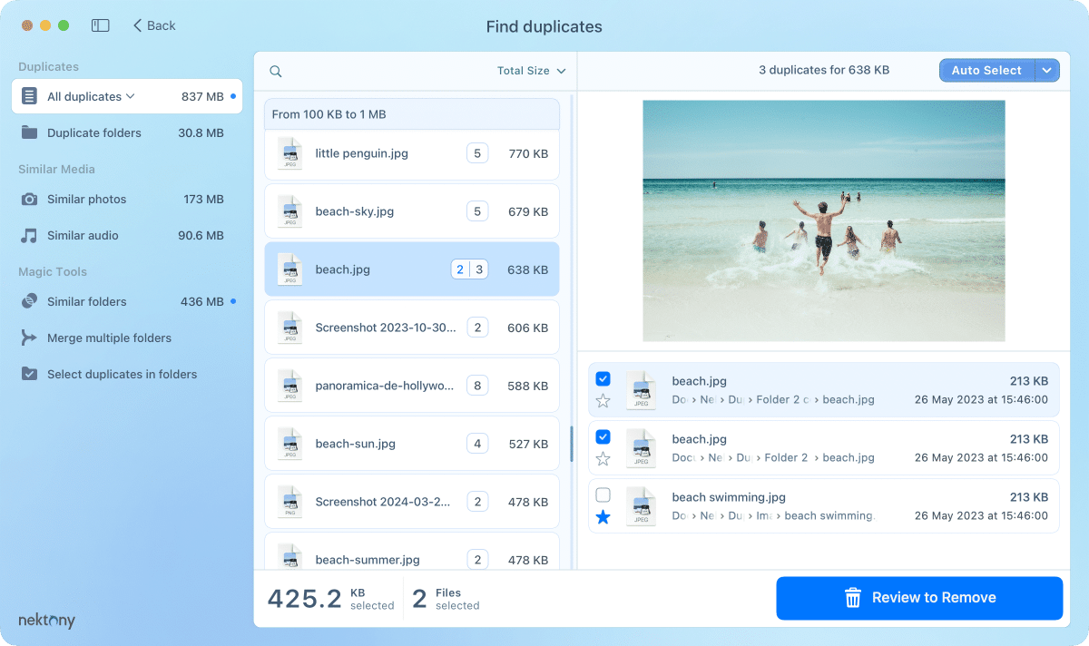 Detecting duplicates with the app