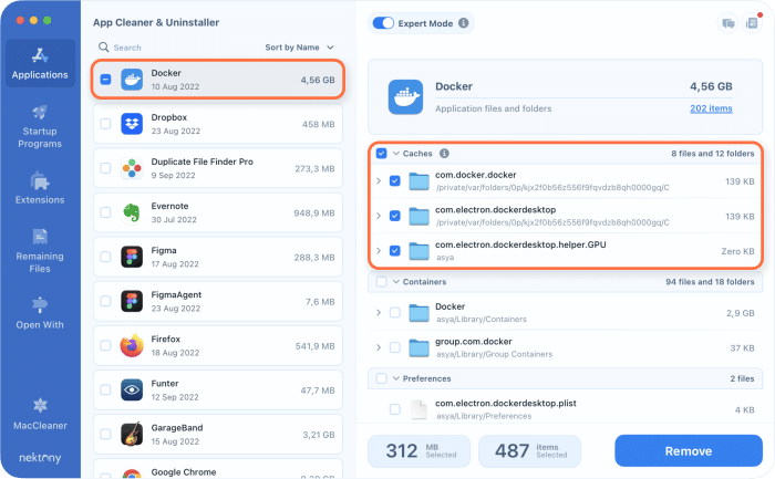 Confirmation window to delete Docker