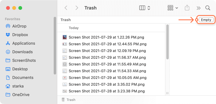 Emptying Trash from Finder