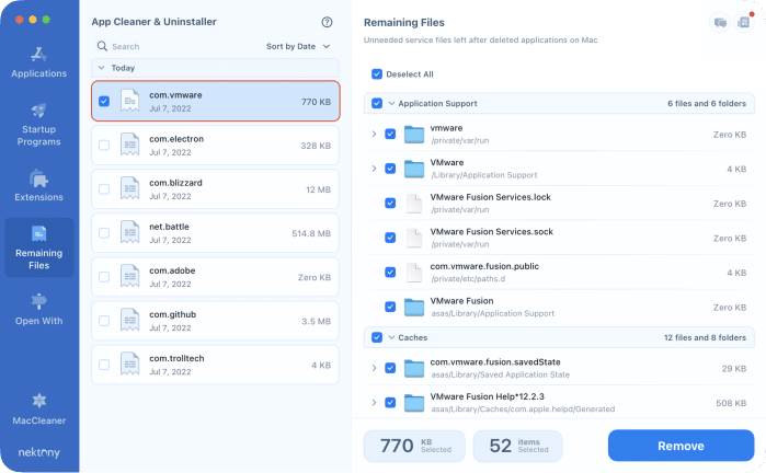 VMware Fusion remaining files