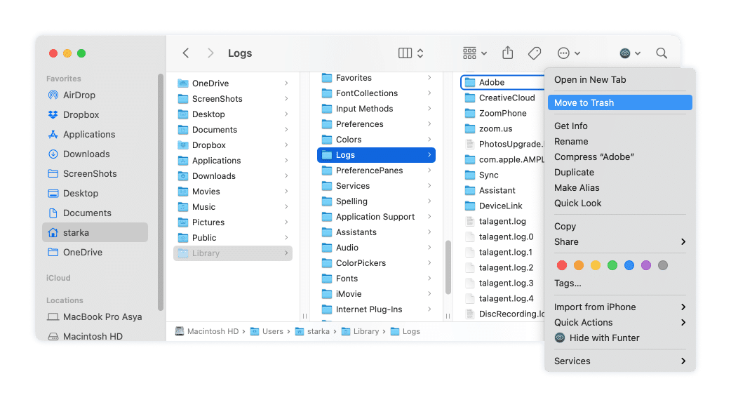 Removing logs on Mac