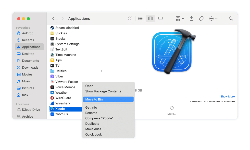 Xcode in Applications folder