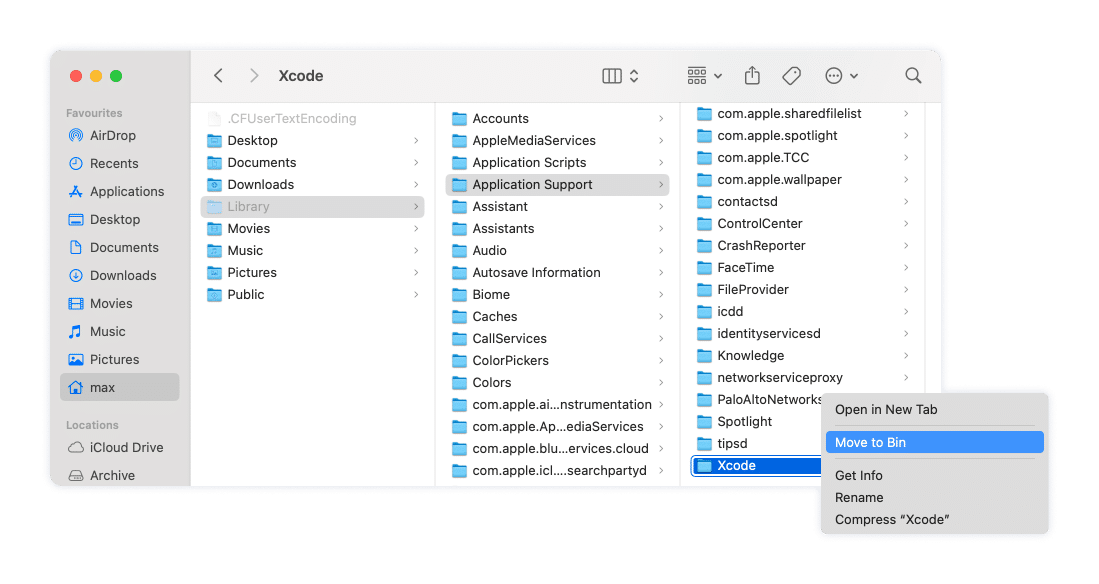 Xcode application support folder