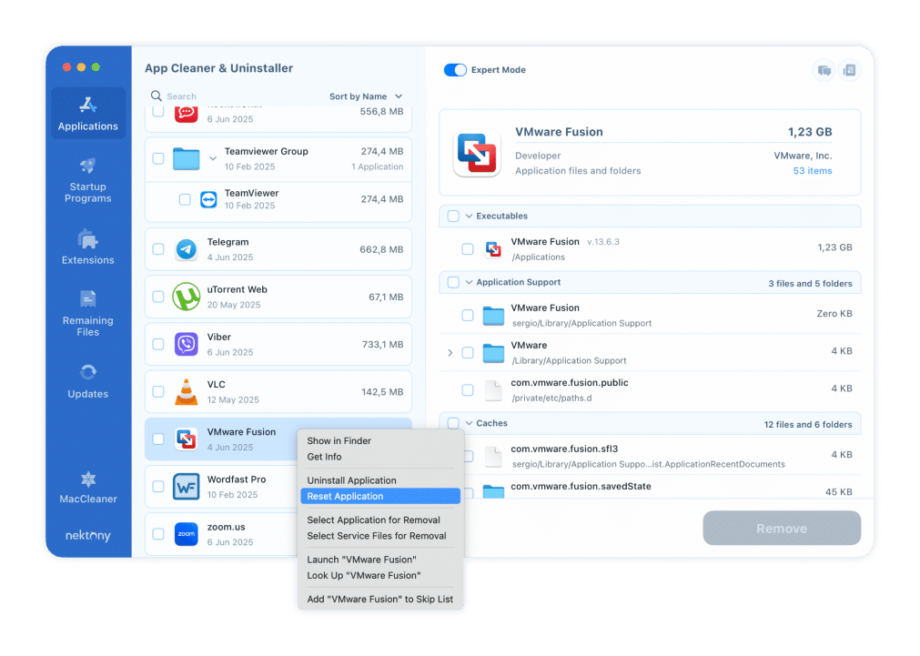 Resetting VMware Fusion