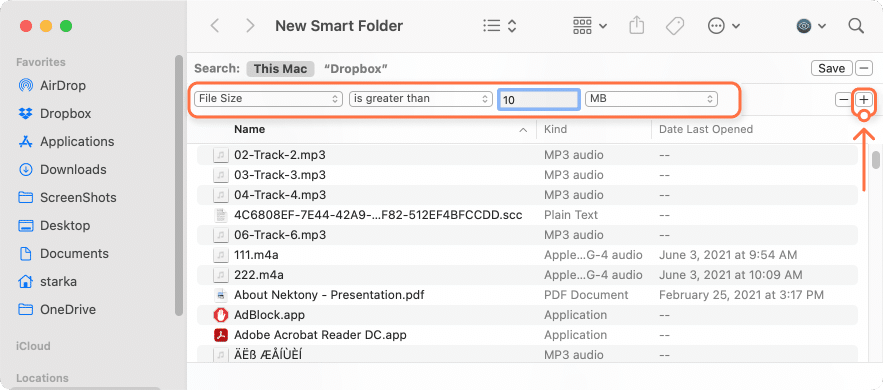 searh attributes in smart folder