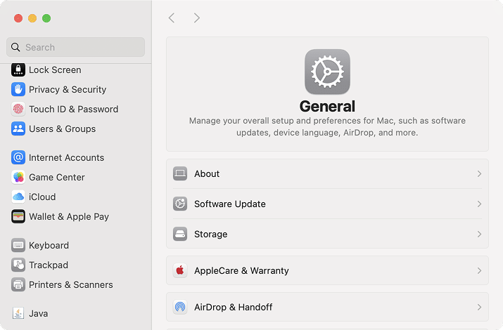 System Settings window