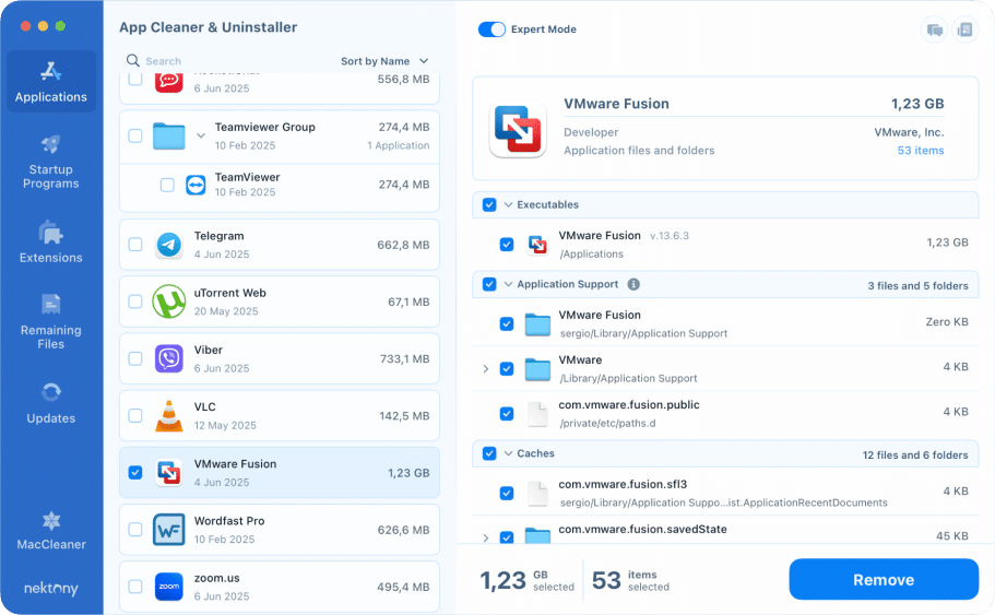 Deleting VMware Fusion with App Cleaner & Uninstaller