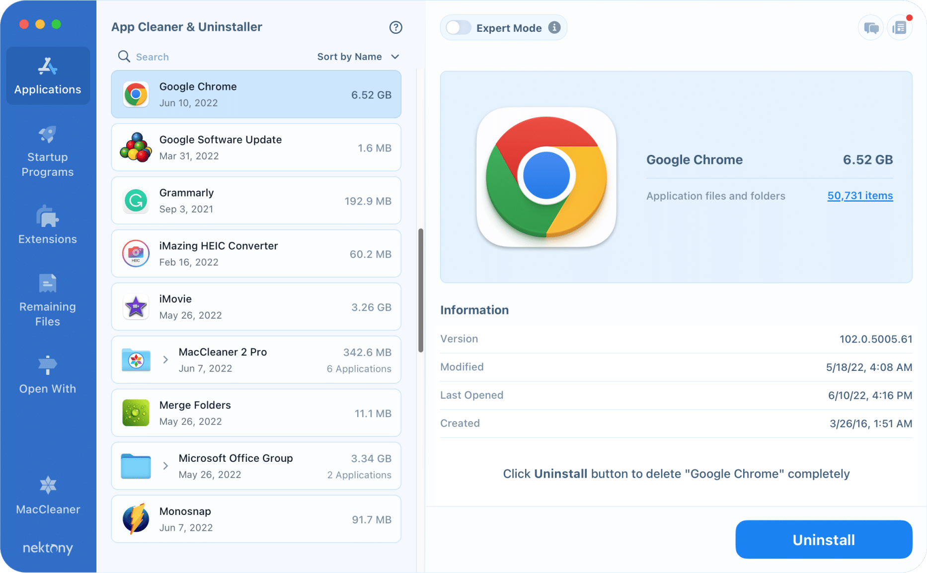 uninstall apps on mac with maccleaner pro