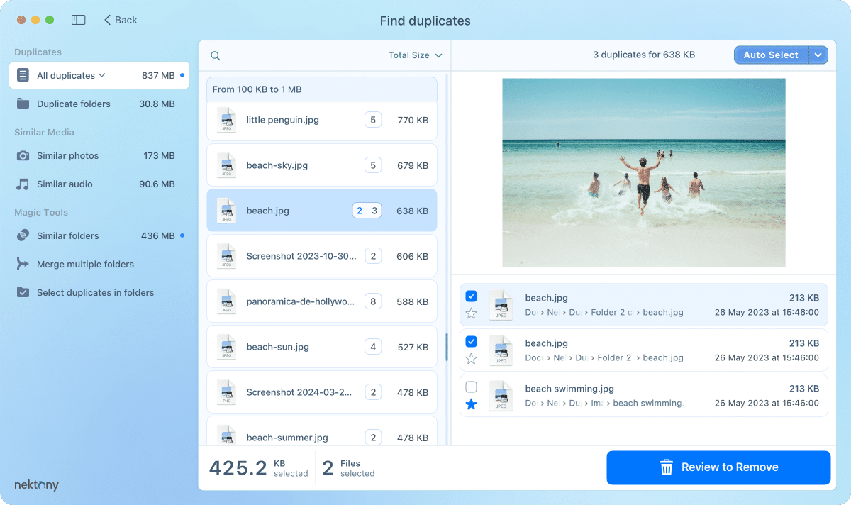 Removing duplicates