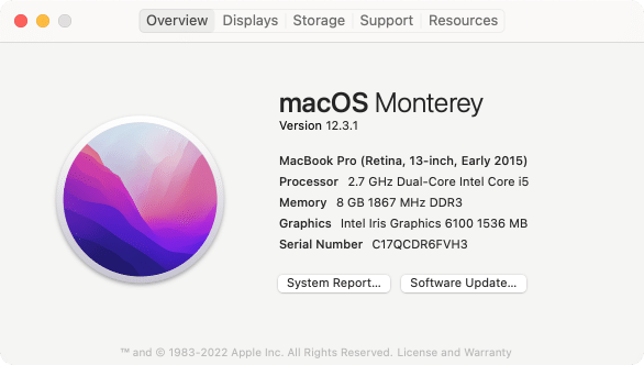 About This Mac window - Overview tab