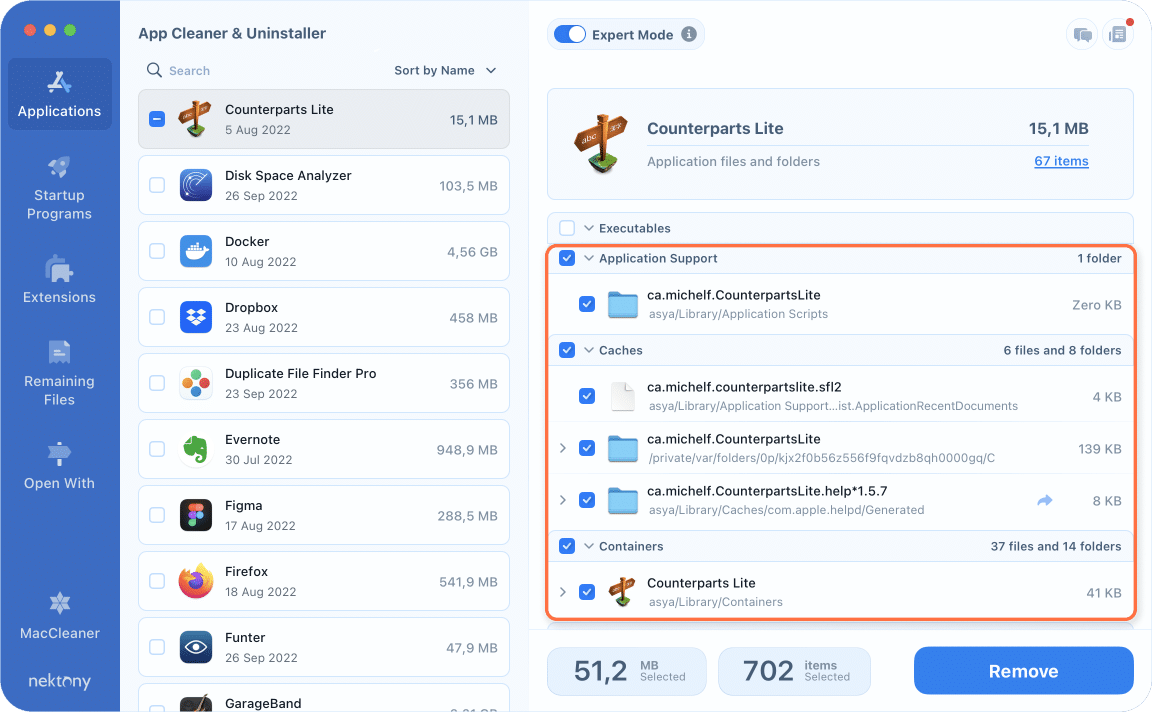 Uninstalling apps with App Cleaner