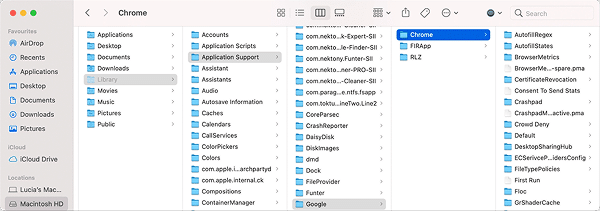 Finder showing Google Chrome system folder