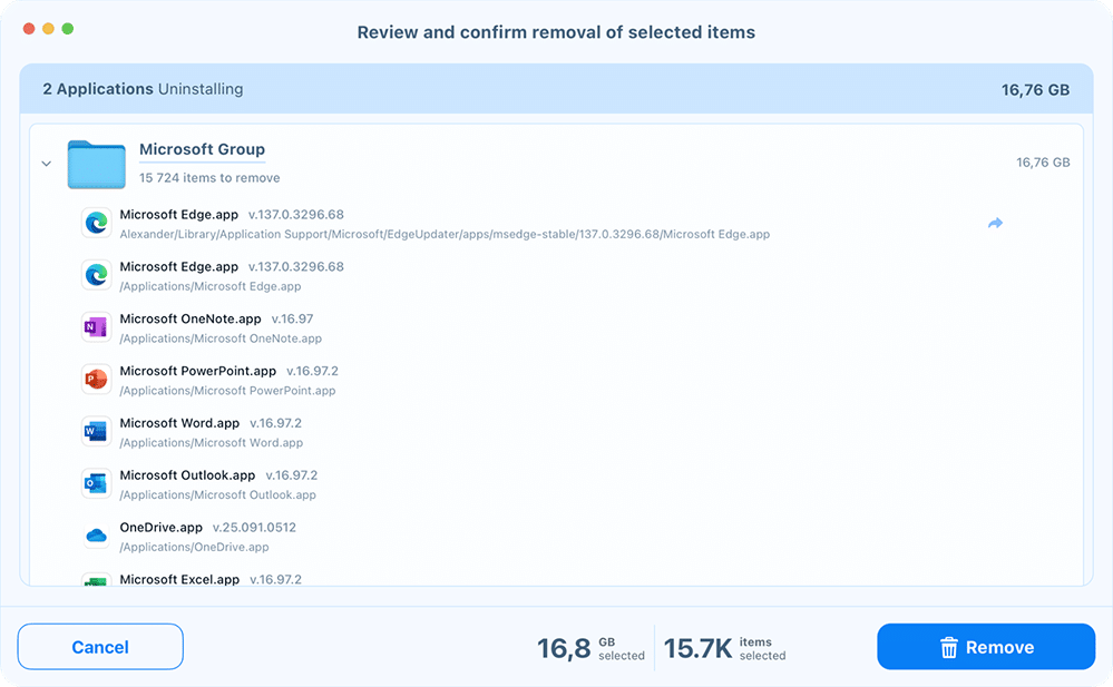 Removal confirmation window in App Cleaner & Uninstaller