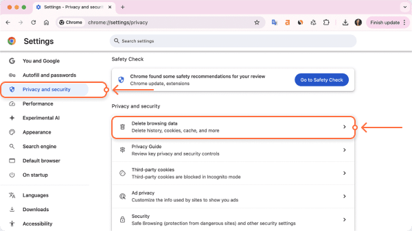 Clear Chrome data