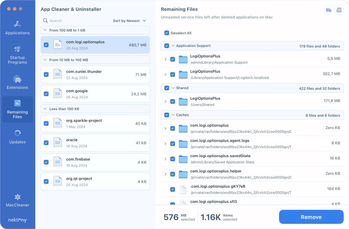 Uninstall Logi Options+