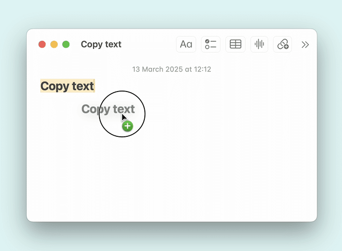 Dragging a text