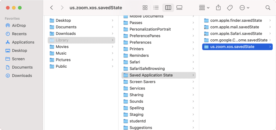 library saved application state zoom