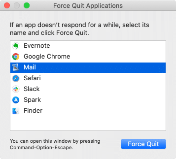 Force Quit Applications window