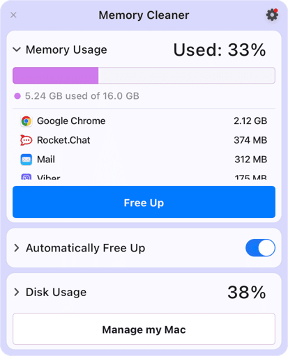 Memory Cleaner application window
