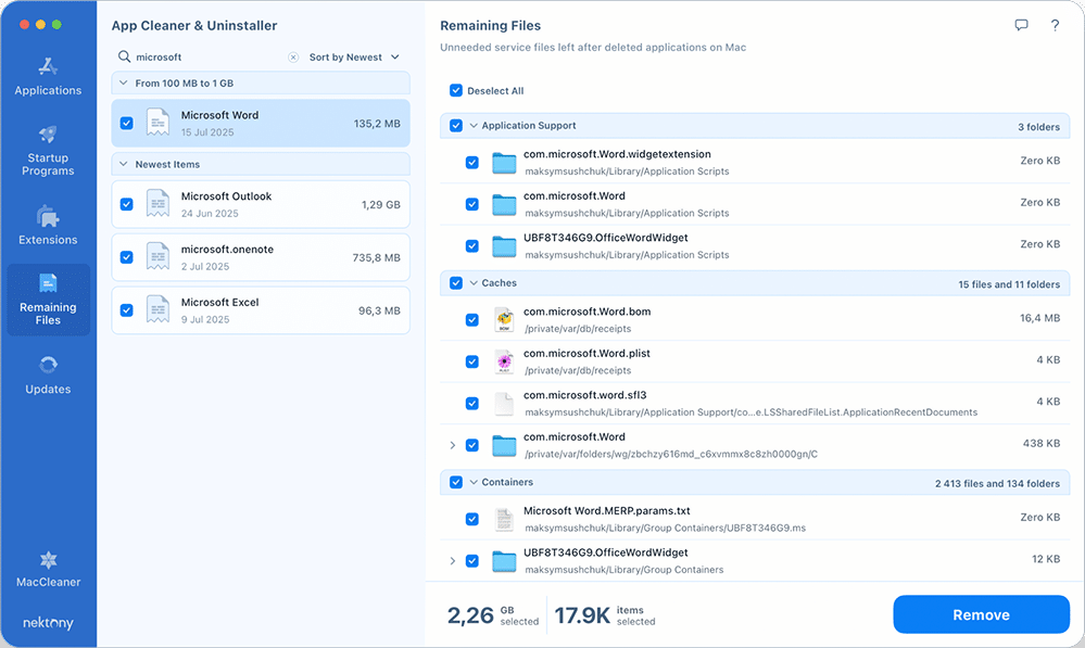 Remaining Files after Microsoft apps removal