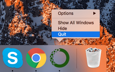 Choosing Quit command for Anaconda