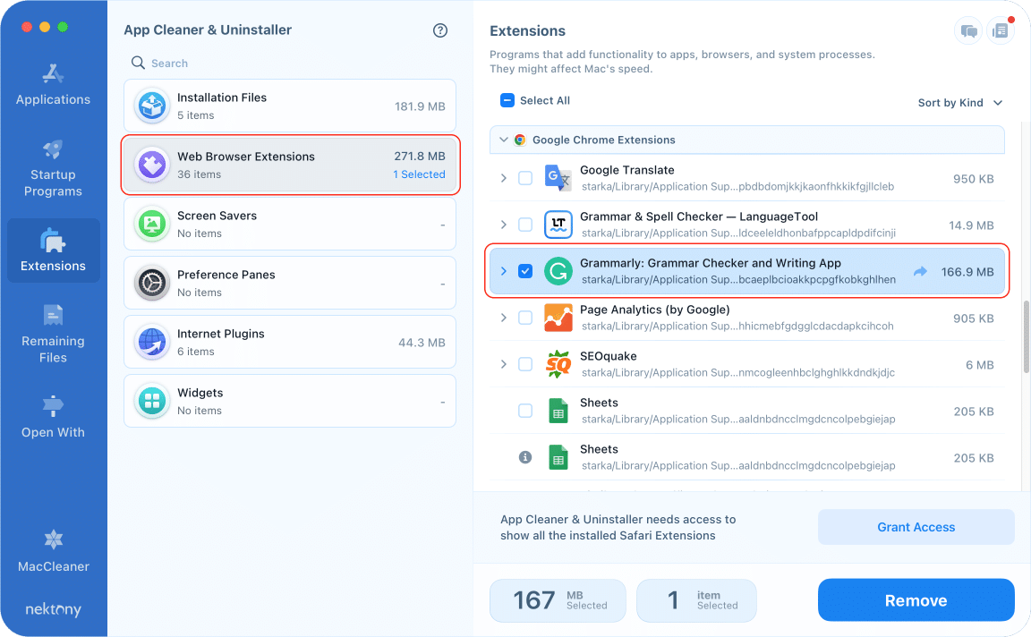 removing grammarly for chrome