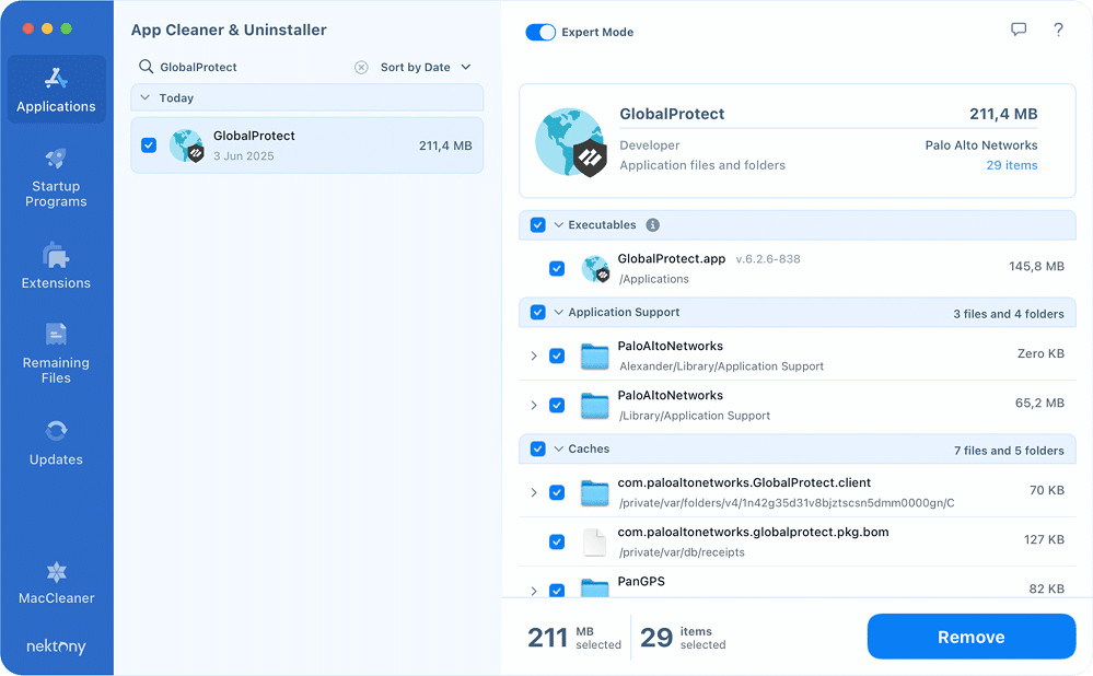GlobalProtect found in App Cleaner & Uninstaller