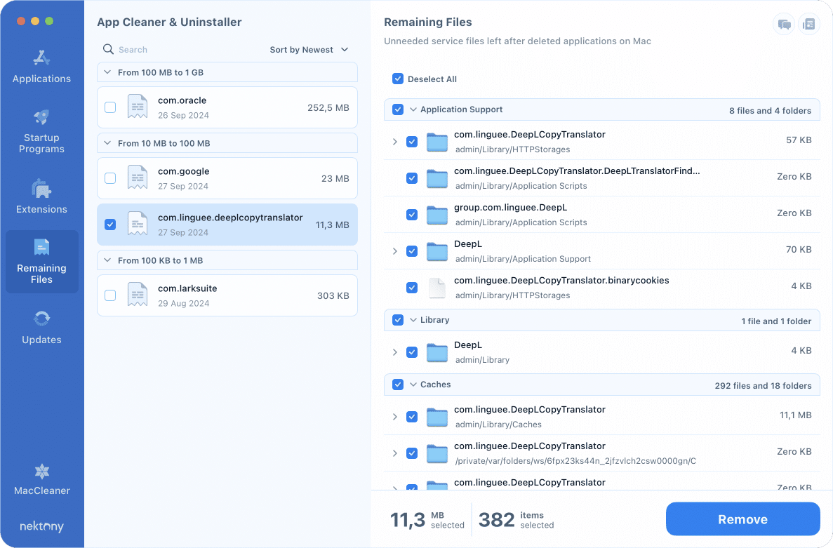 DeepL remaining files