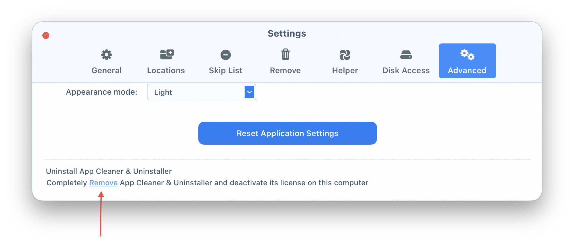 App Cleaner & Uninstaller settings window