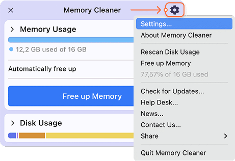 Memory Cleaner Settings