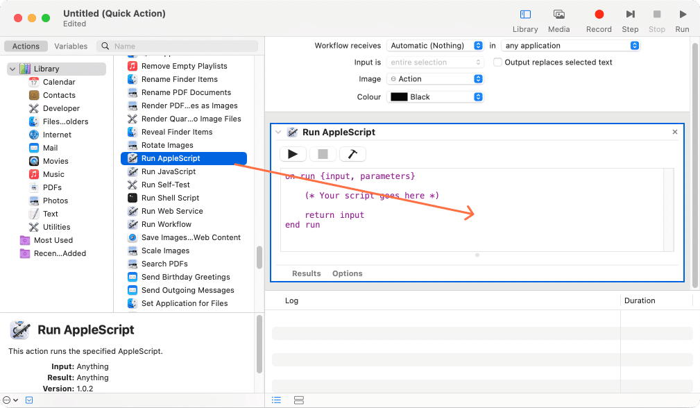 Automator window
