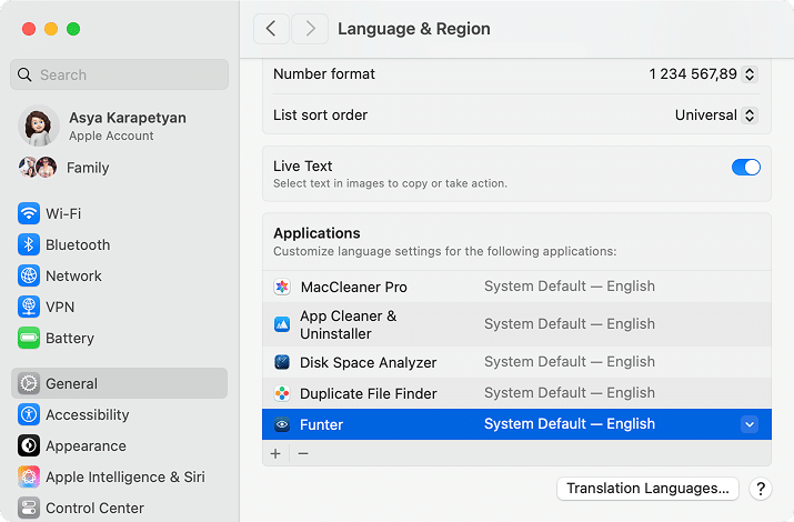Choosing a language for Funter