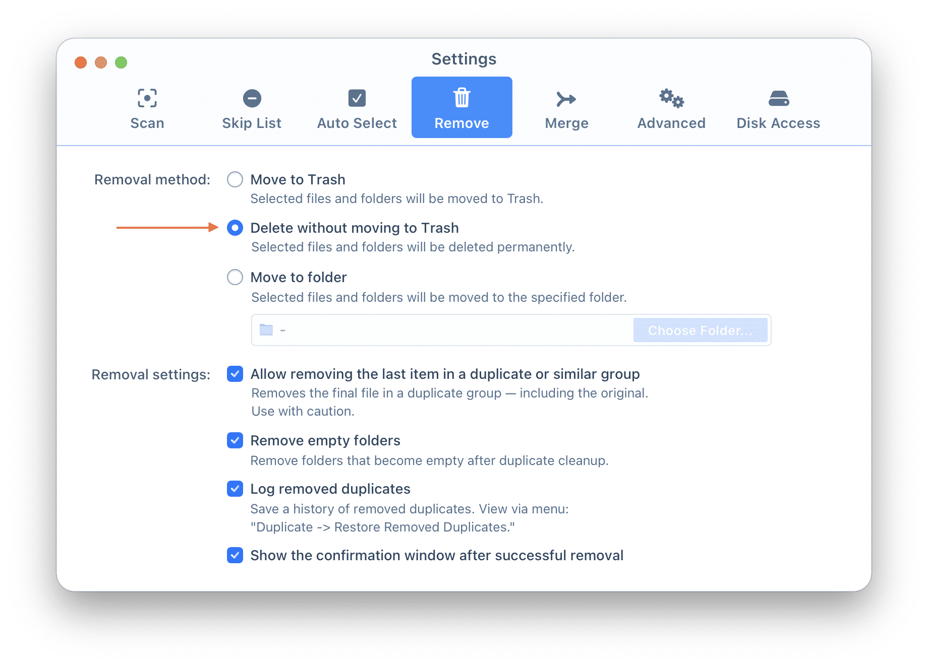 Duplicate File Finder settings window