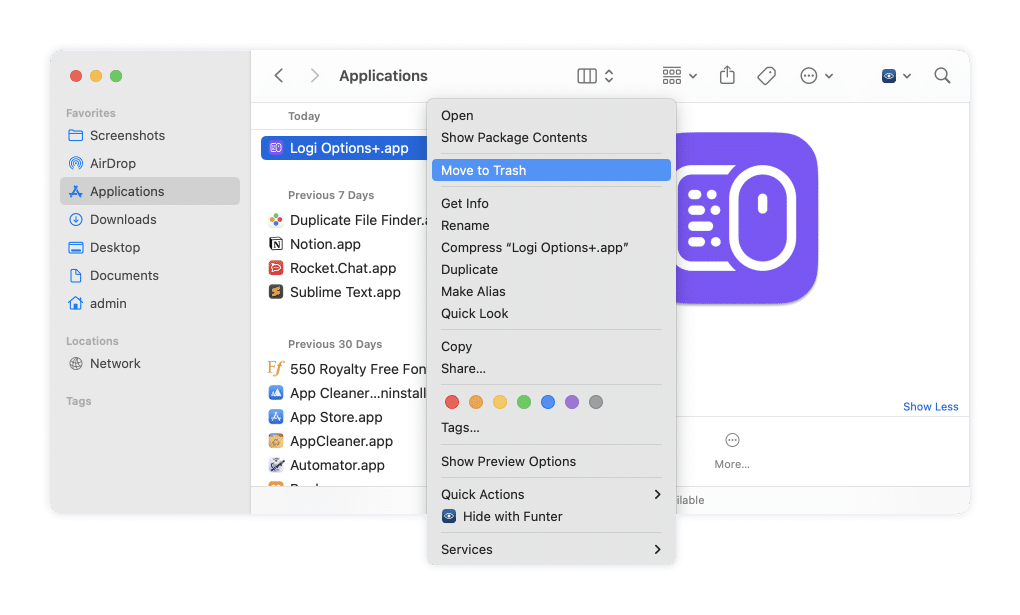 Removing Logi Options+