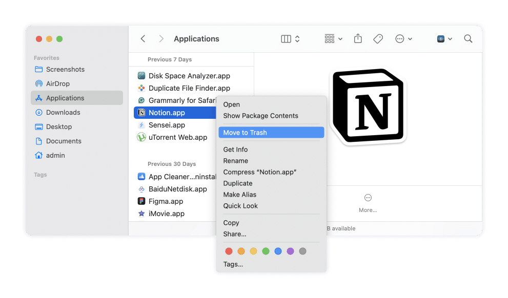 Deleting Notion