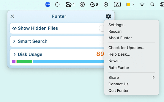funter settings