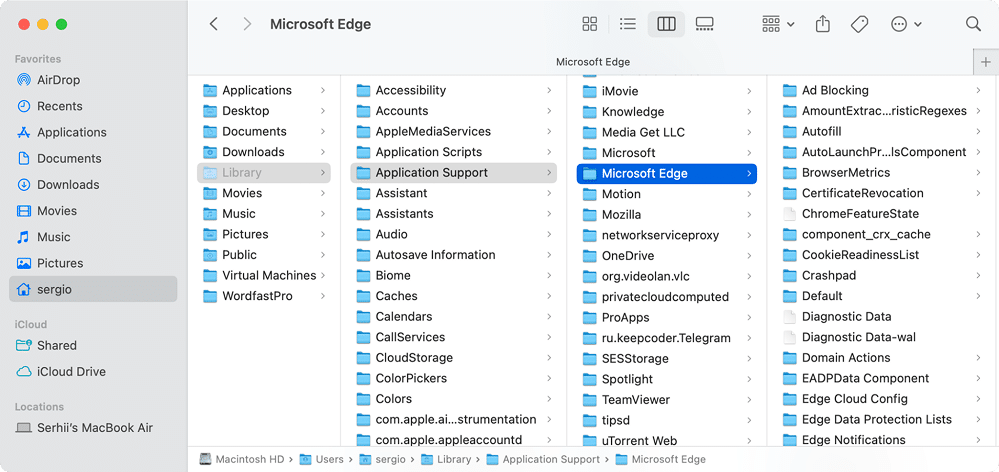 MS Edge Application support files