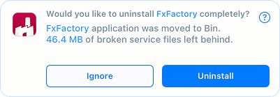 App Cleaner & Uninstaller notification about trashed app