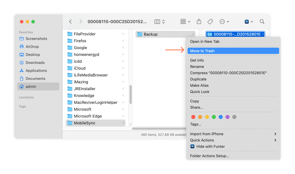 Deleting Backup in Finder
