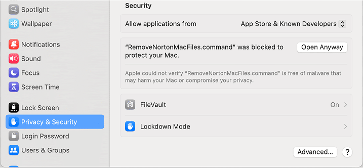 Warning in System Settings on app blocking