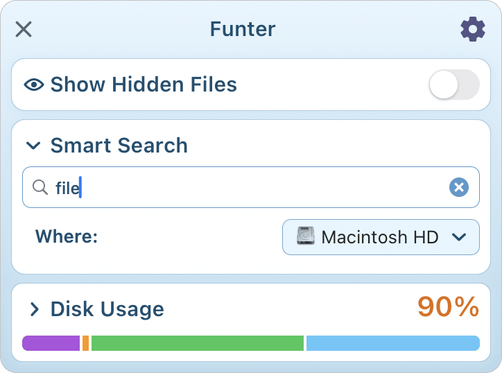 Funter app window