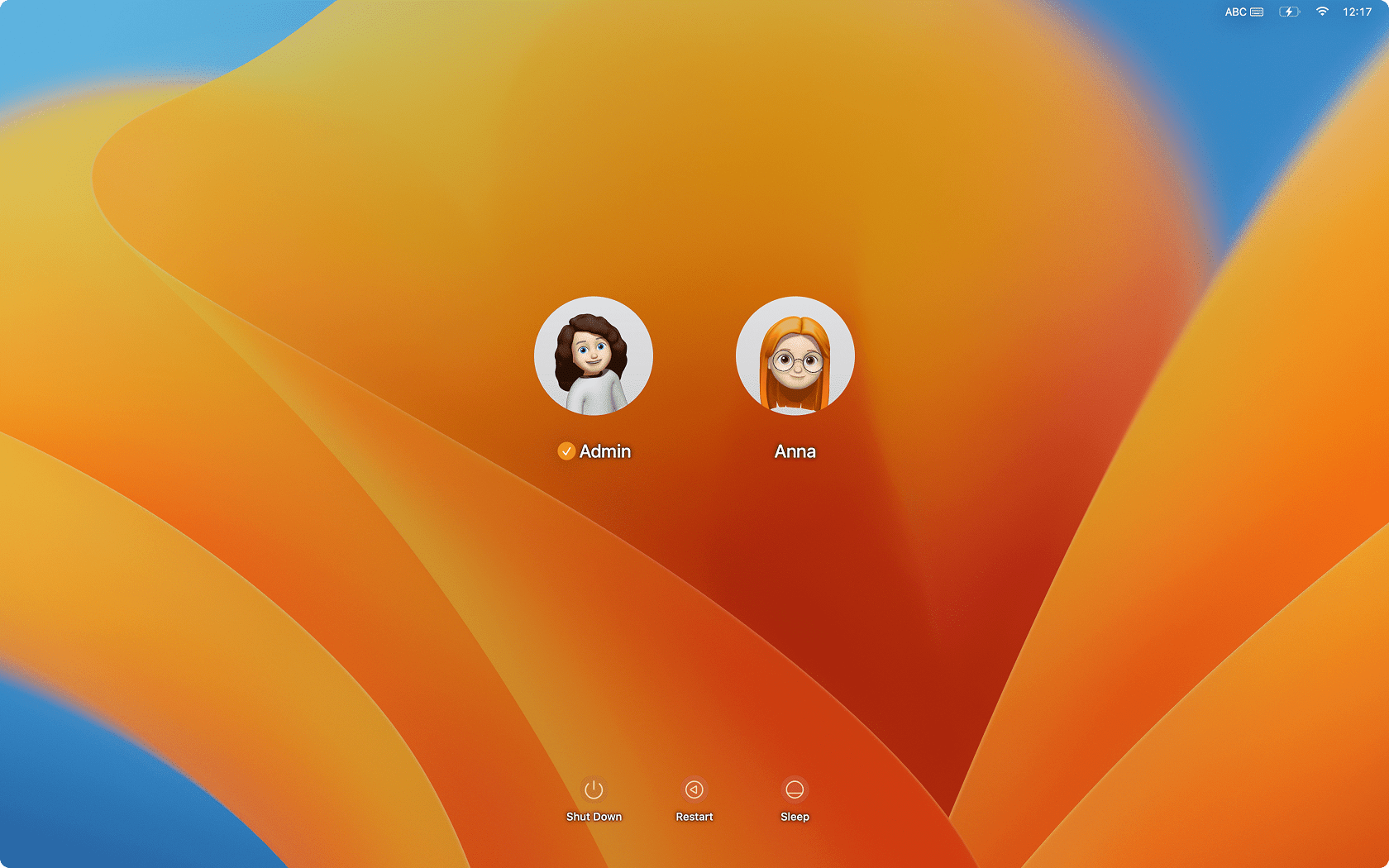 Mac login window