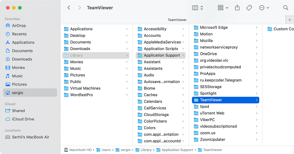 TeamViewer Application Support folder