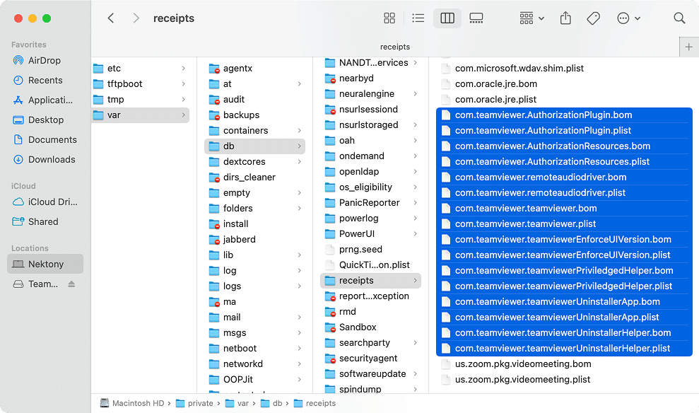 TeamViewer Receipts folder