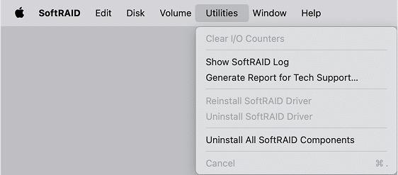 Uninstalling SoftRAID with its built-in uninstaller