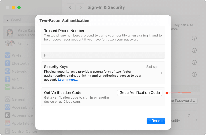 System Preferences showing Apple ID section